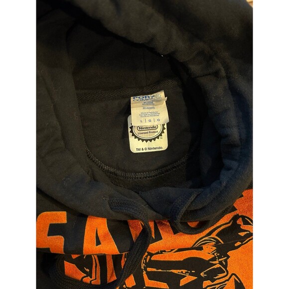 Nintendo Samus Metroid Unisex Men's Port & Company Hoodie Large Black Orange - Picture 3 of 4
